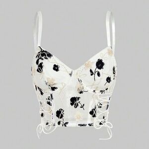 Floral Embroidered Bustier Top